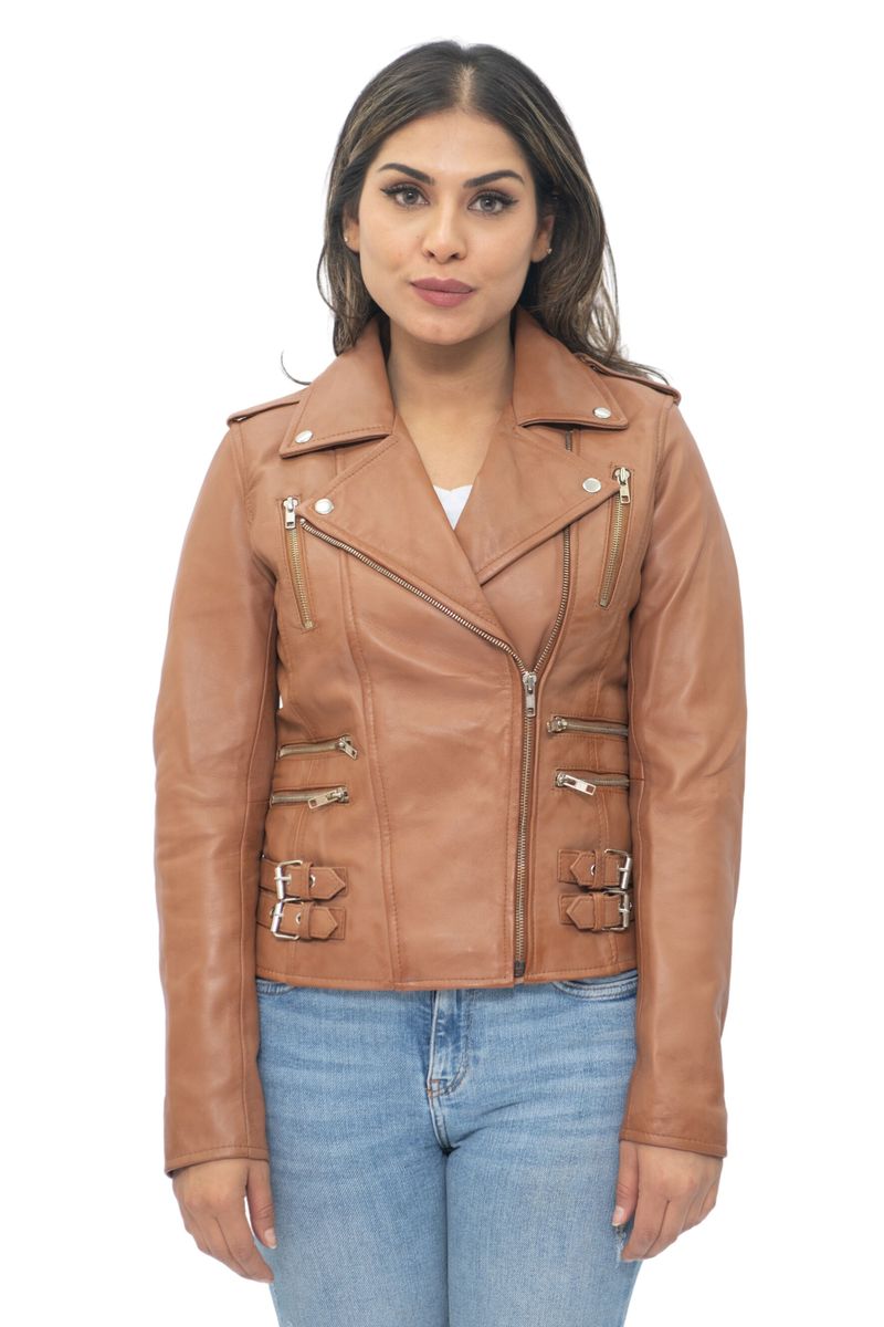 Damen Brando Vintage Bikerjacke