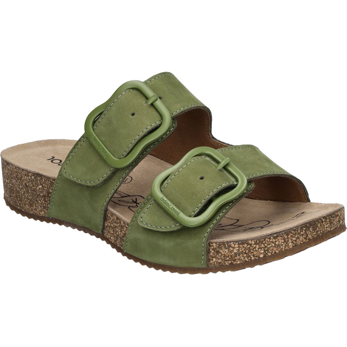 Grüne Nubukleder-Sandalen mit Schnalle