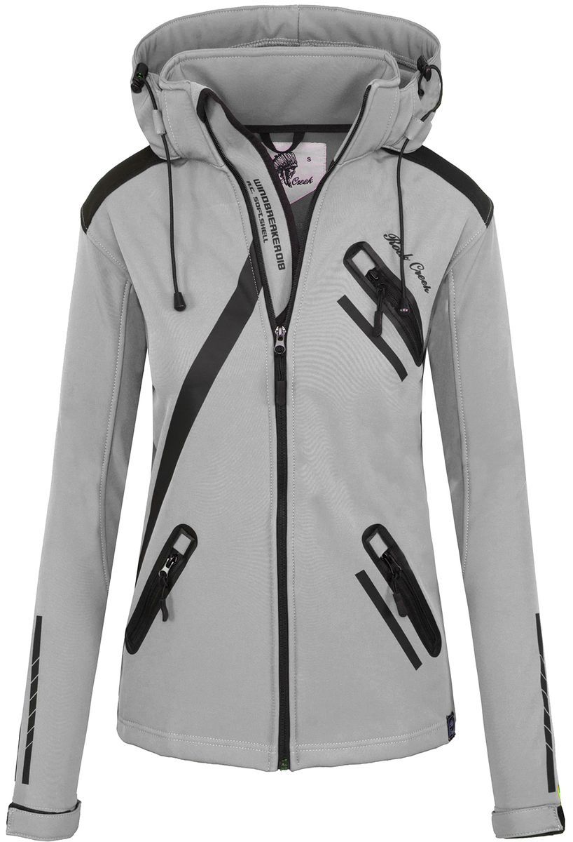 Damen Softshell Jacke Windbreaker mit Kapuze