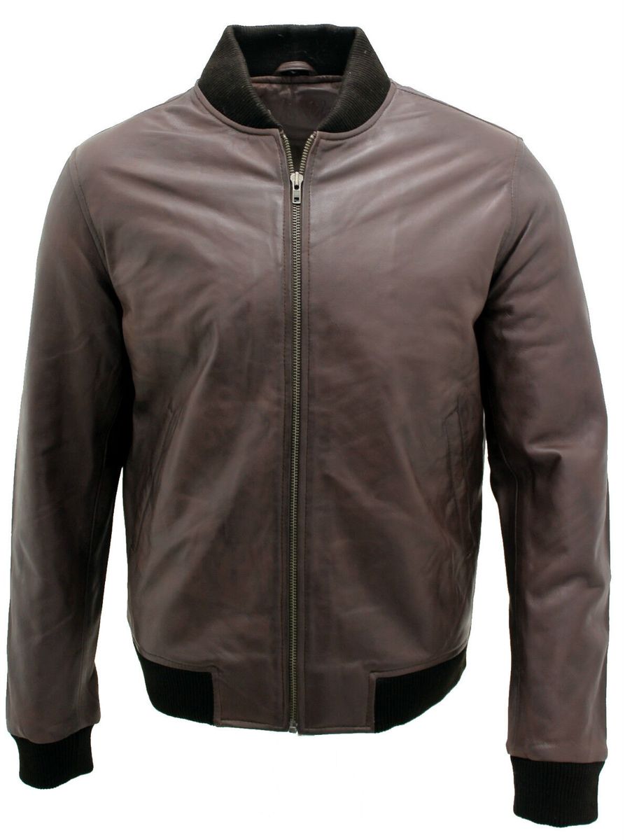 Braune Leder-Bomberjacke