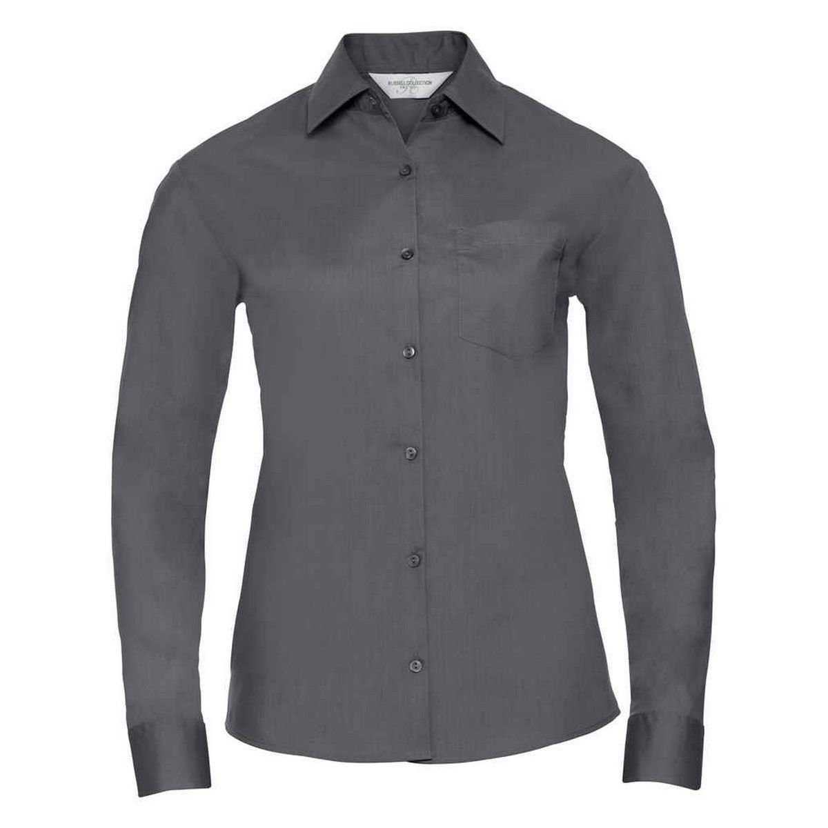 Russell Collection - Formelles Hemd Pflegeleicht für Damen Langärmlig (Grau)
