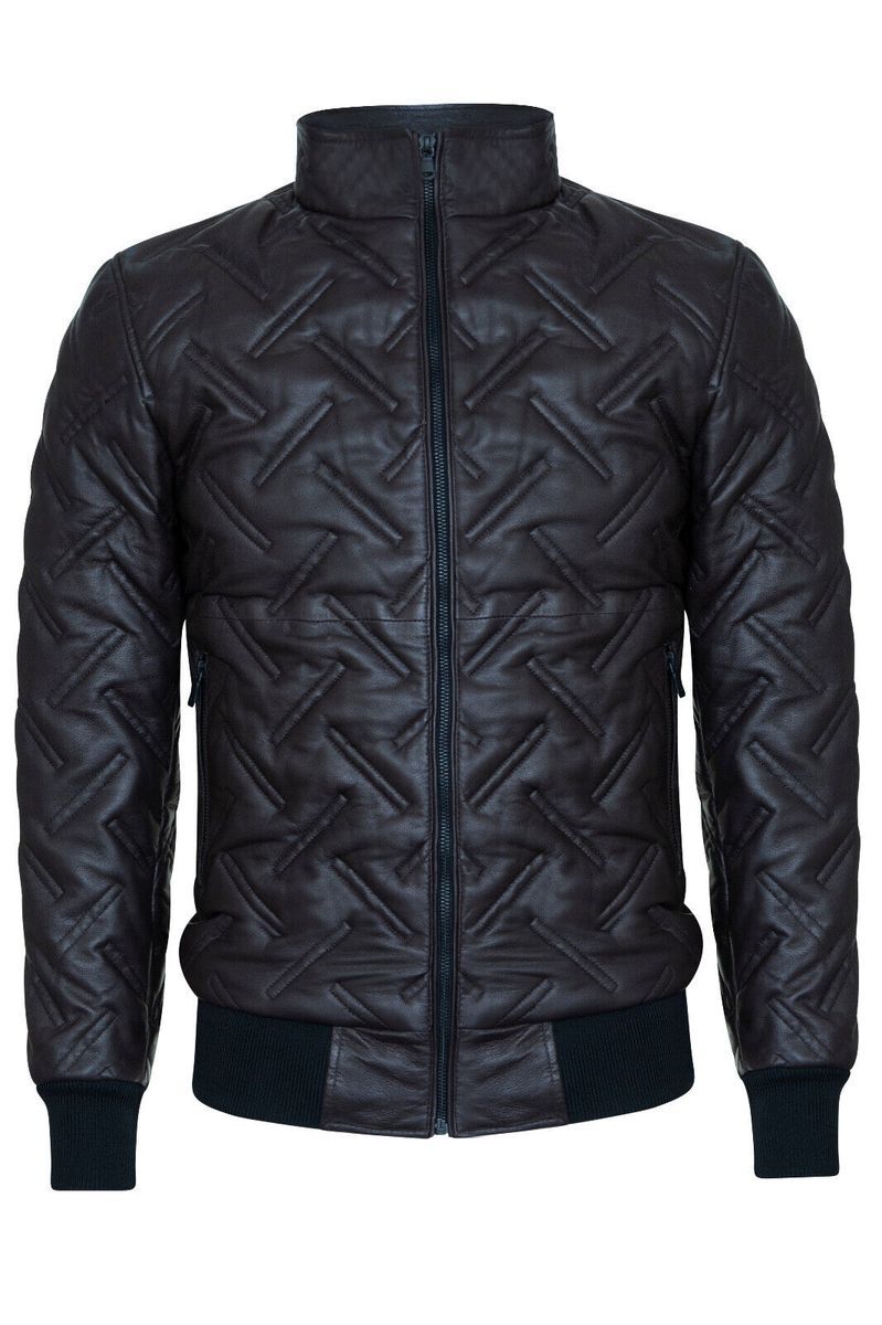 Herren Bomber Steppjacke aus Leder