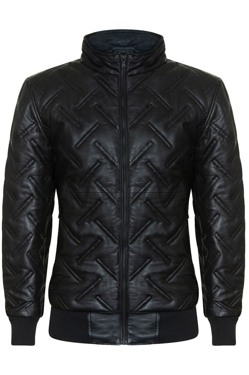 Herren Bomber Steppjacke aus Leder