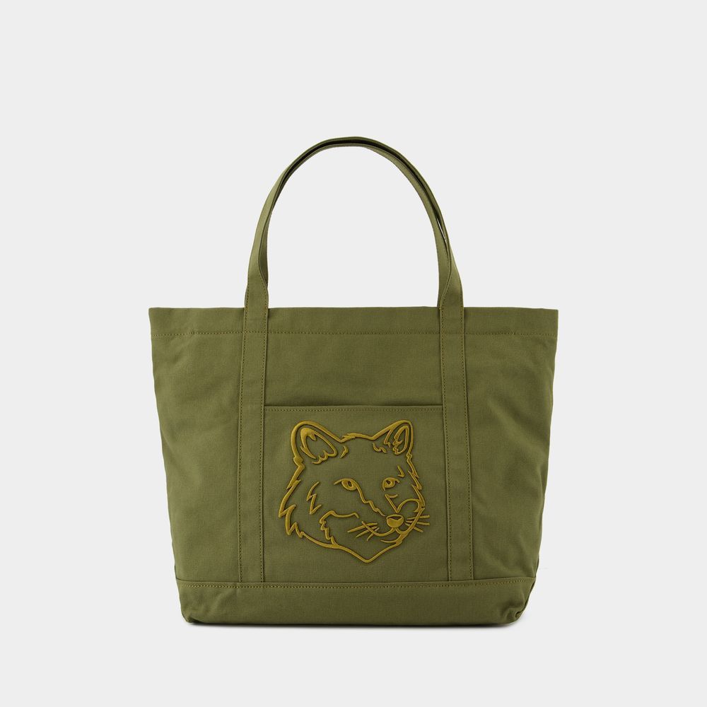 Fox Head bestickte Canvas Tragetasche