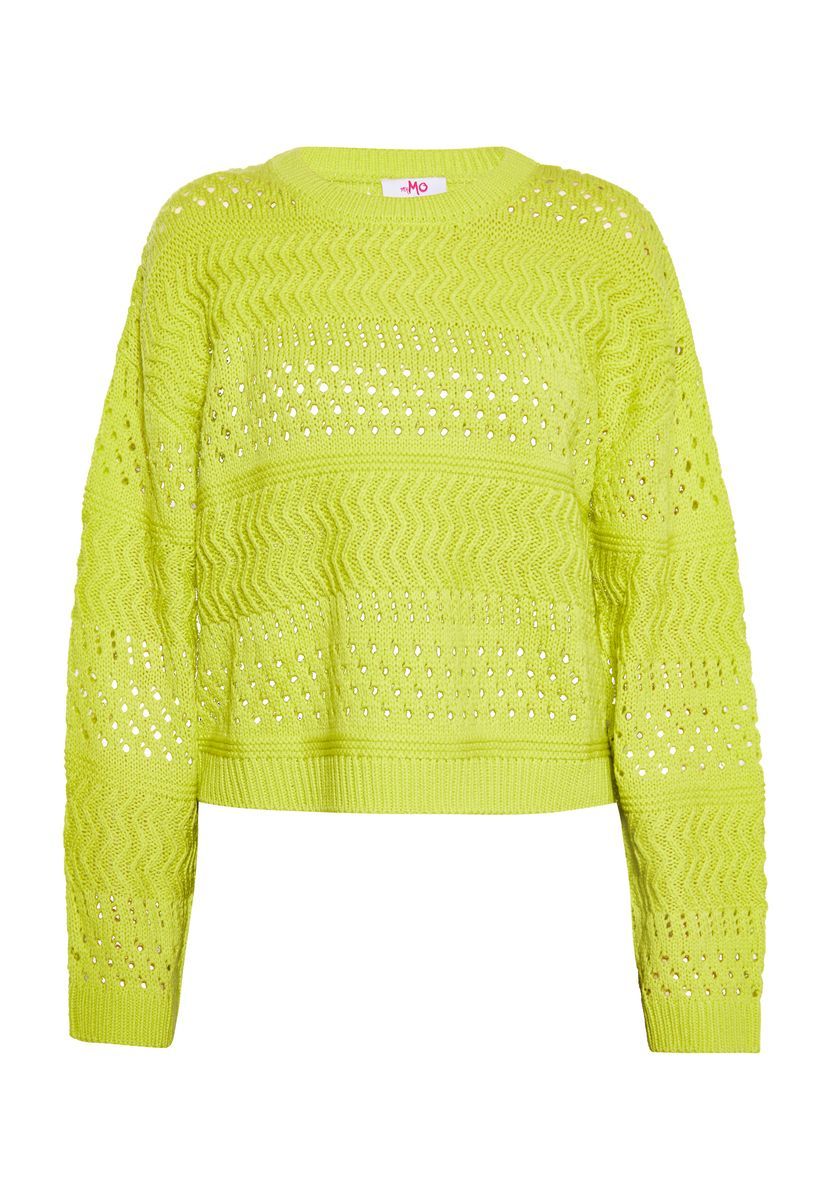 Offener Strickpullover mit Rundhalsausschnitt