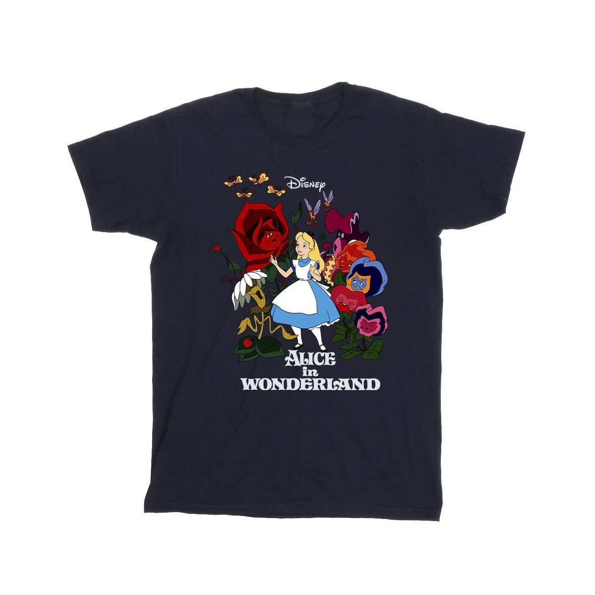 Disney - "Alice In Wonderland Flowers" T-Shirt für Herren (Marineblau)