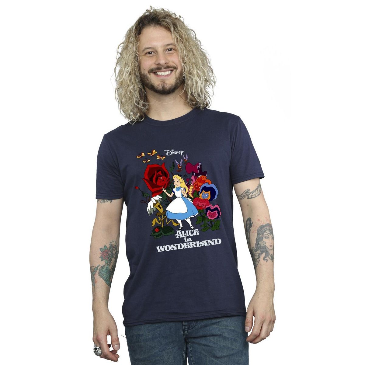 Alice im Wunderland Blumen Grafik-Shirt