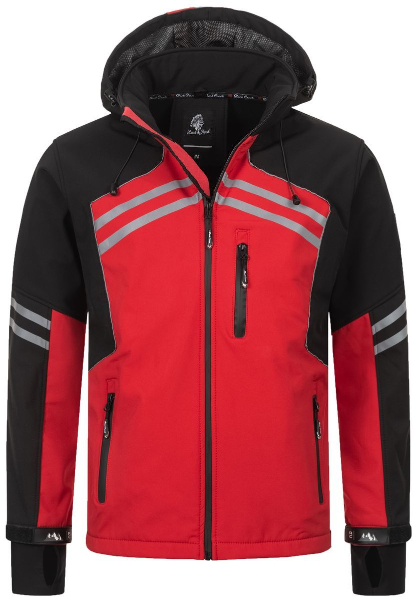 Rot-schwarze Softshelljacke