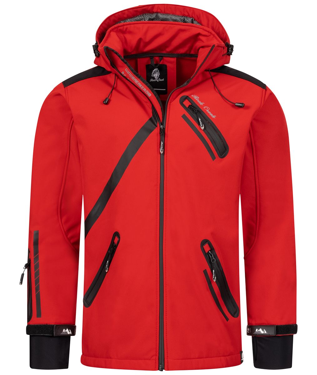 Rot-schwarze Softshelljacke