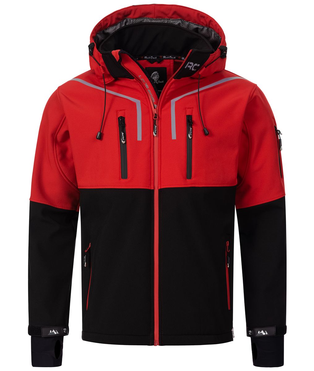 Rot-schwarze Softshelljacke