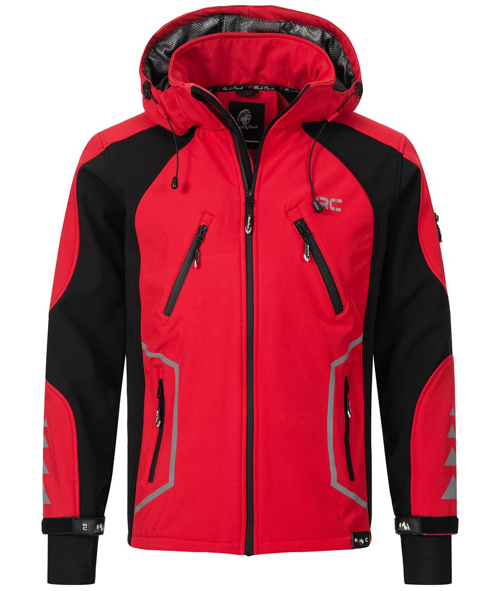 Rot-schwarze Softshelljacke
