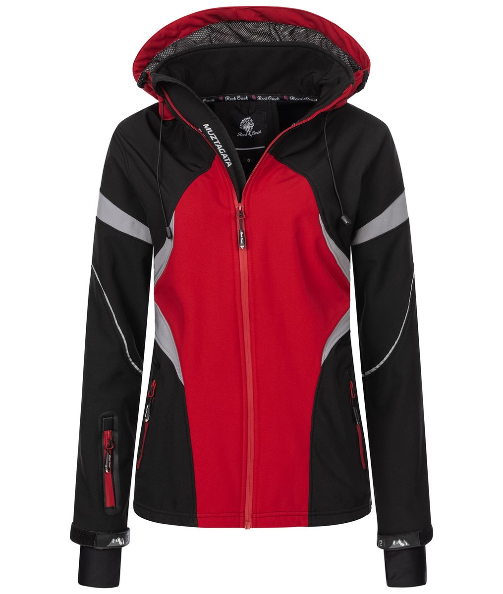 Rot-schwarze Softshelljacke