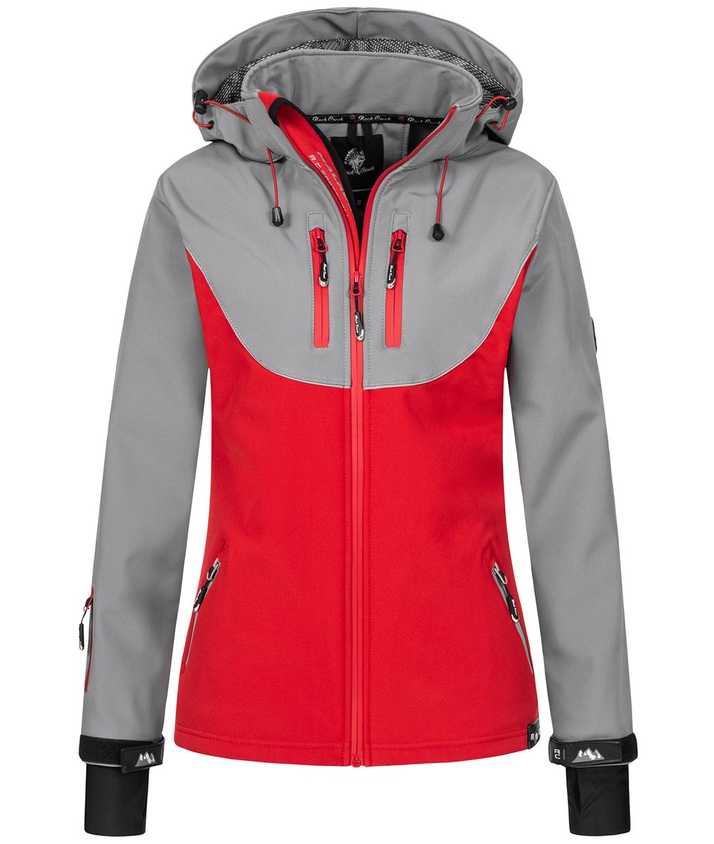 Rot-schwarze Softshelljacke
