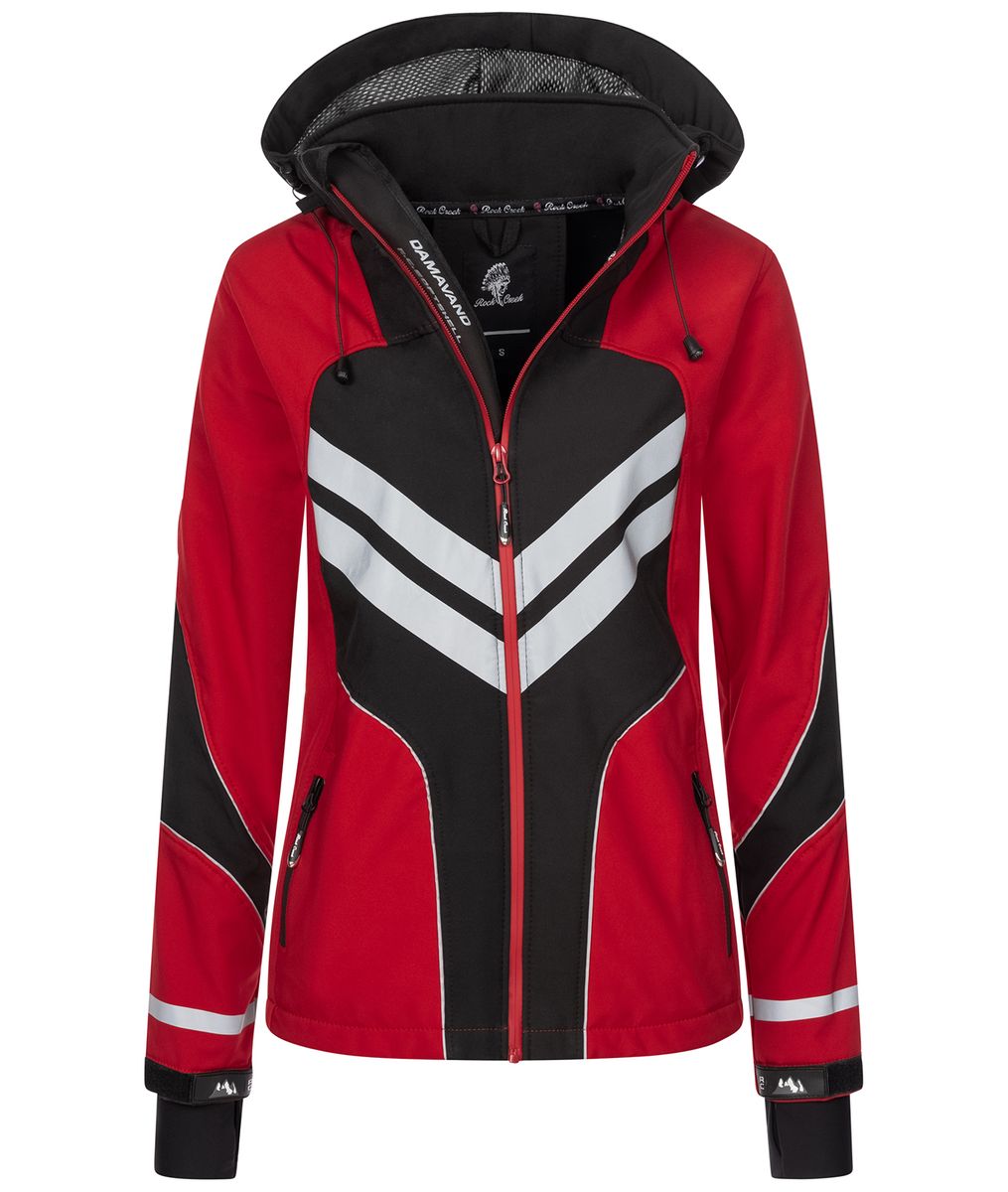 Rot-schwarze Softshelljacke