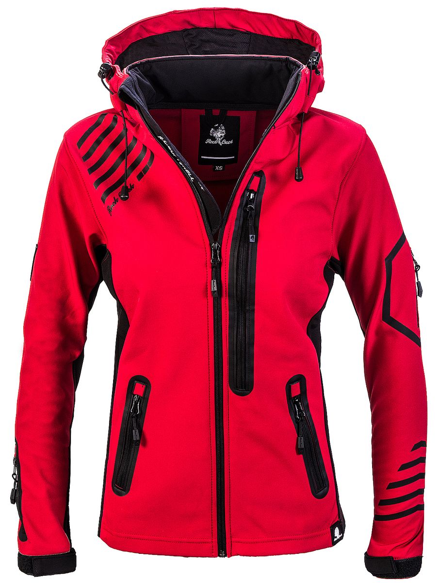 Rot-schwarze Softshelljacke