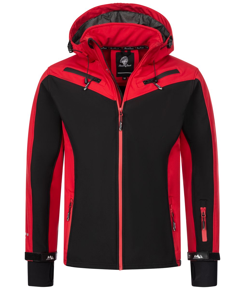 Rot-schwarze Softshelljacke