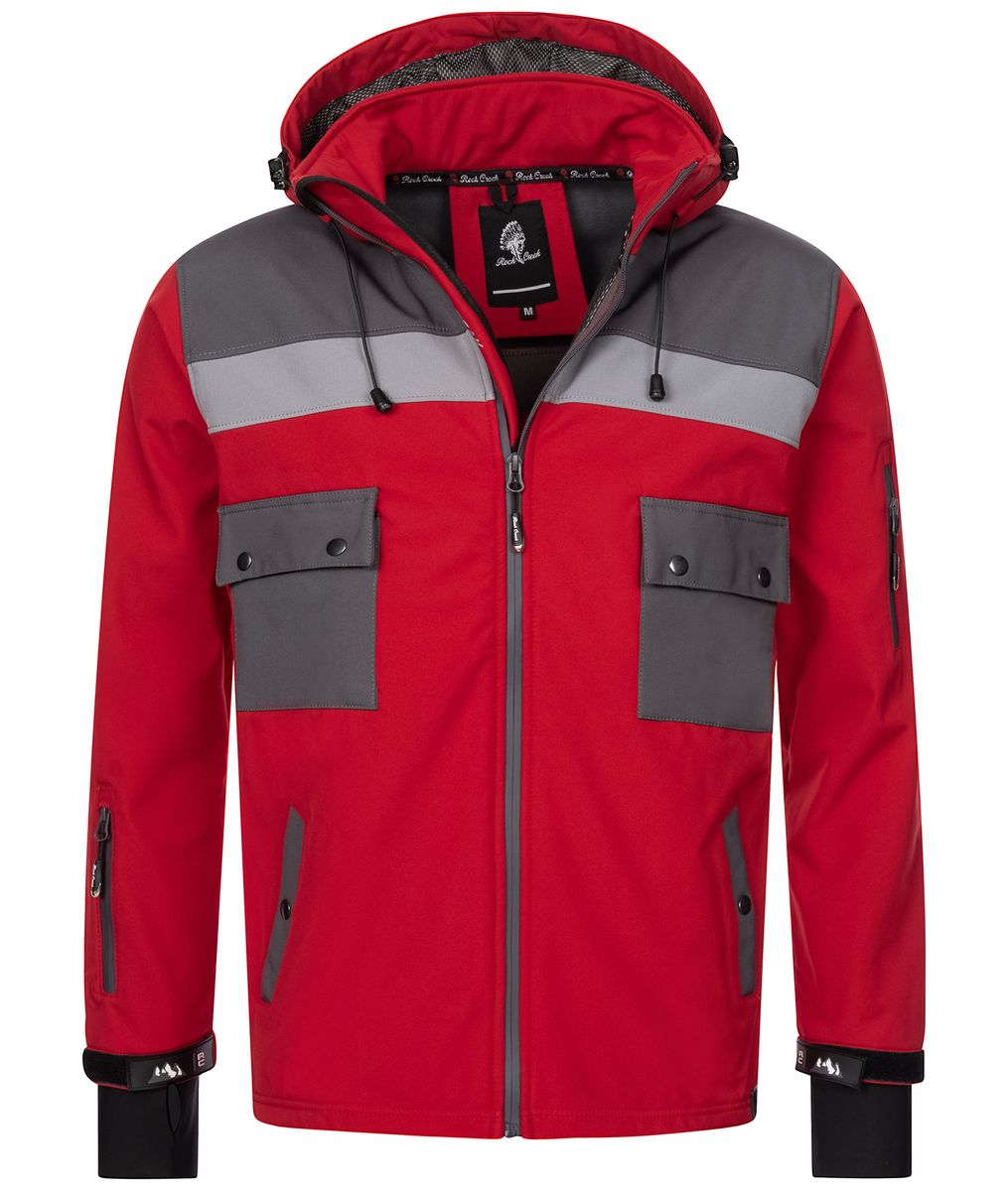 Rot-schwarze Softshelljacke