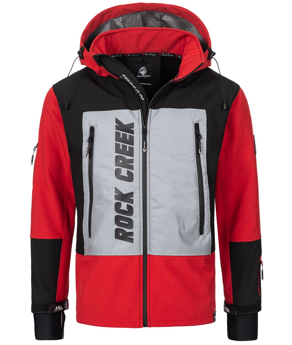 Rot-schwarze Softshelljacke
