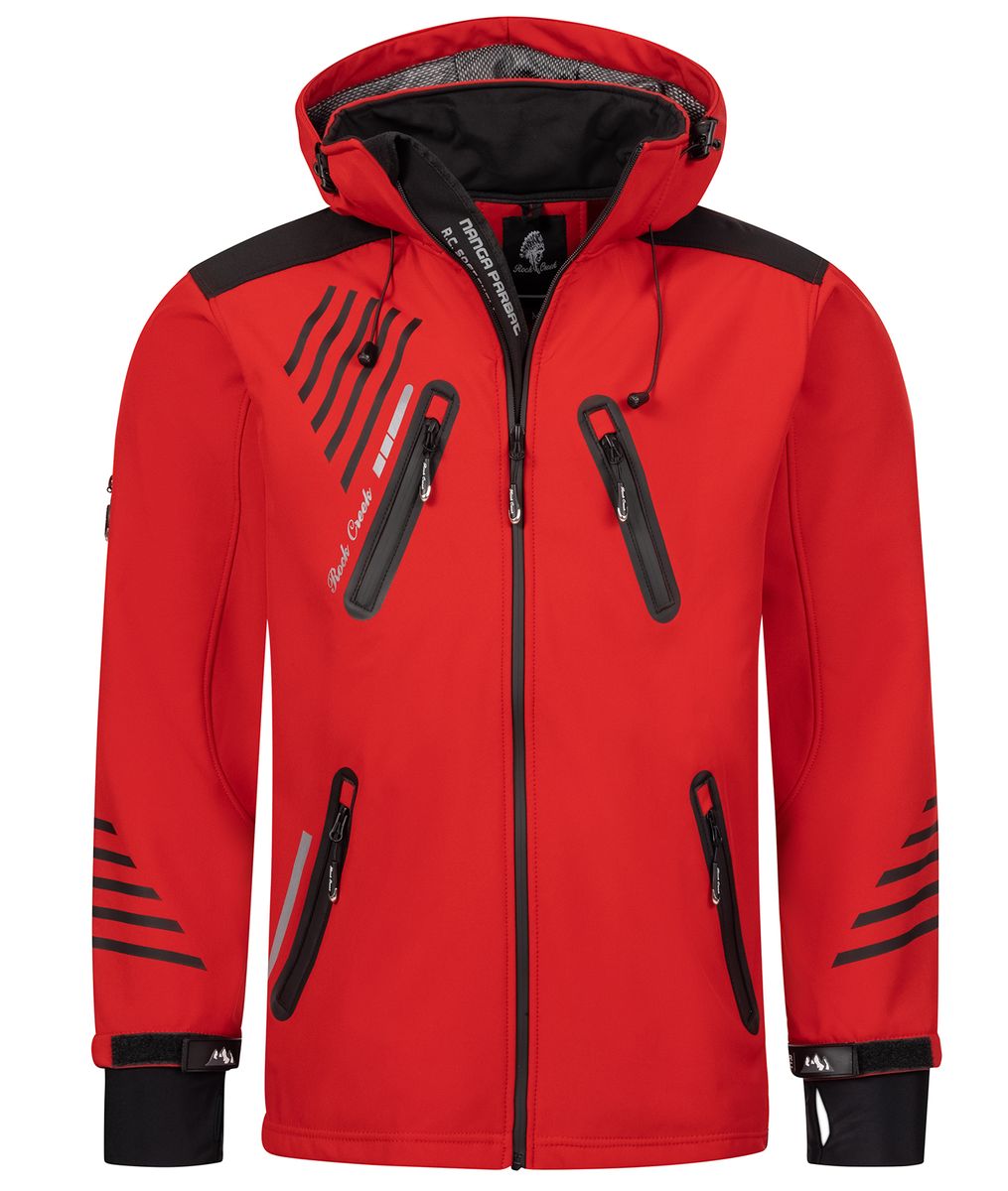 Rot-schwarze Softshelljacke
