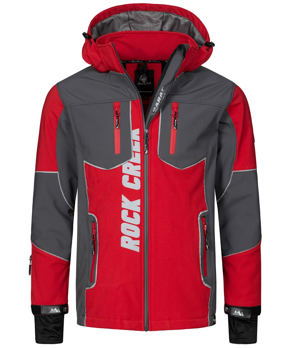 Rot-schwarze Softshelljacke