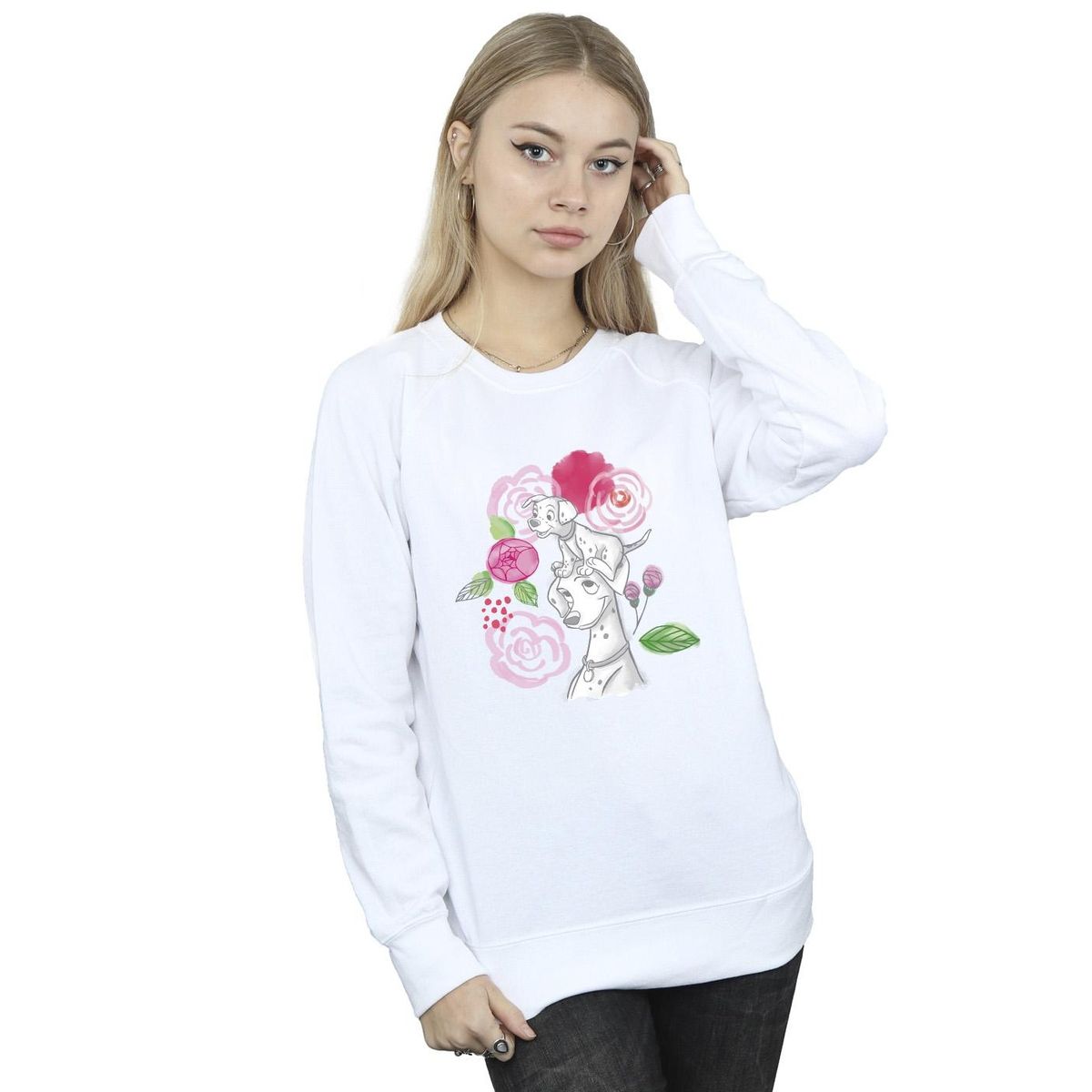 Sweatshirt mit Dalmatiner-Blumenmuster