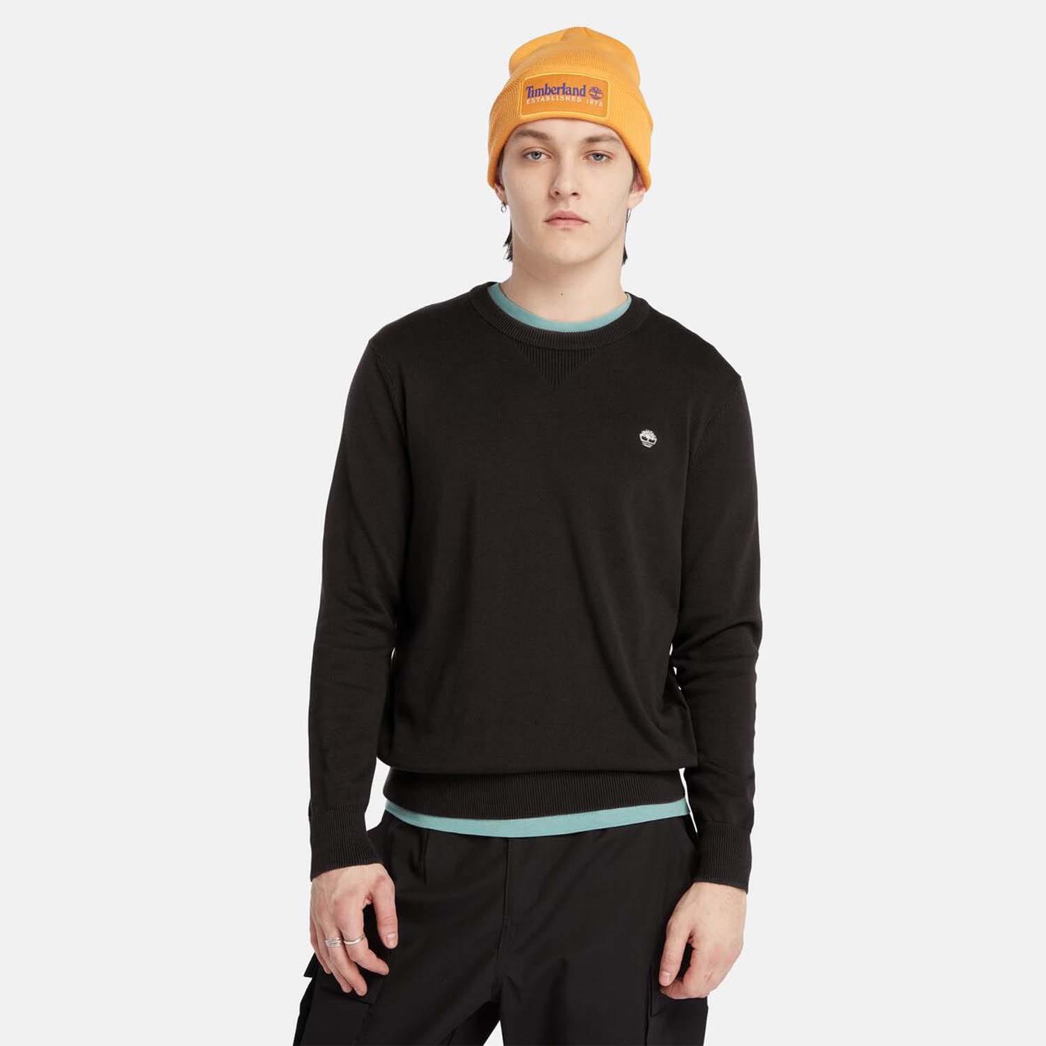 Schwarzes Herren-Sweatshirt mit Rundhalsausschnitt