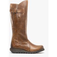 Kniehohe Leder Keilstiefel