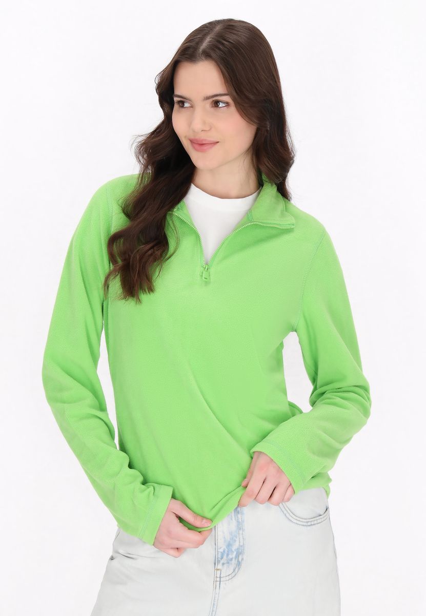 Fleecepullover mit Stehkragen und Reißverschluss