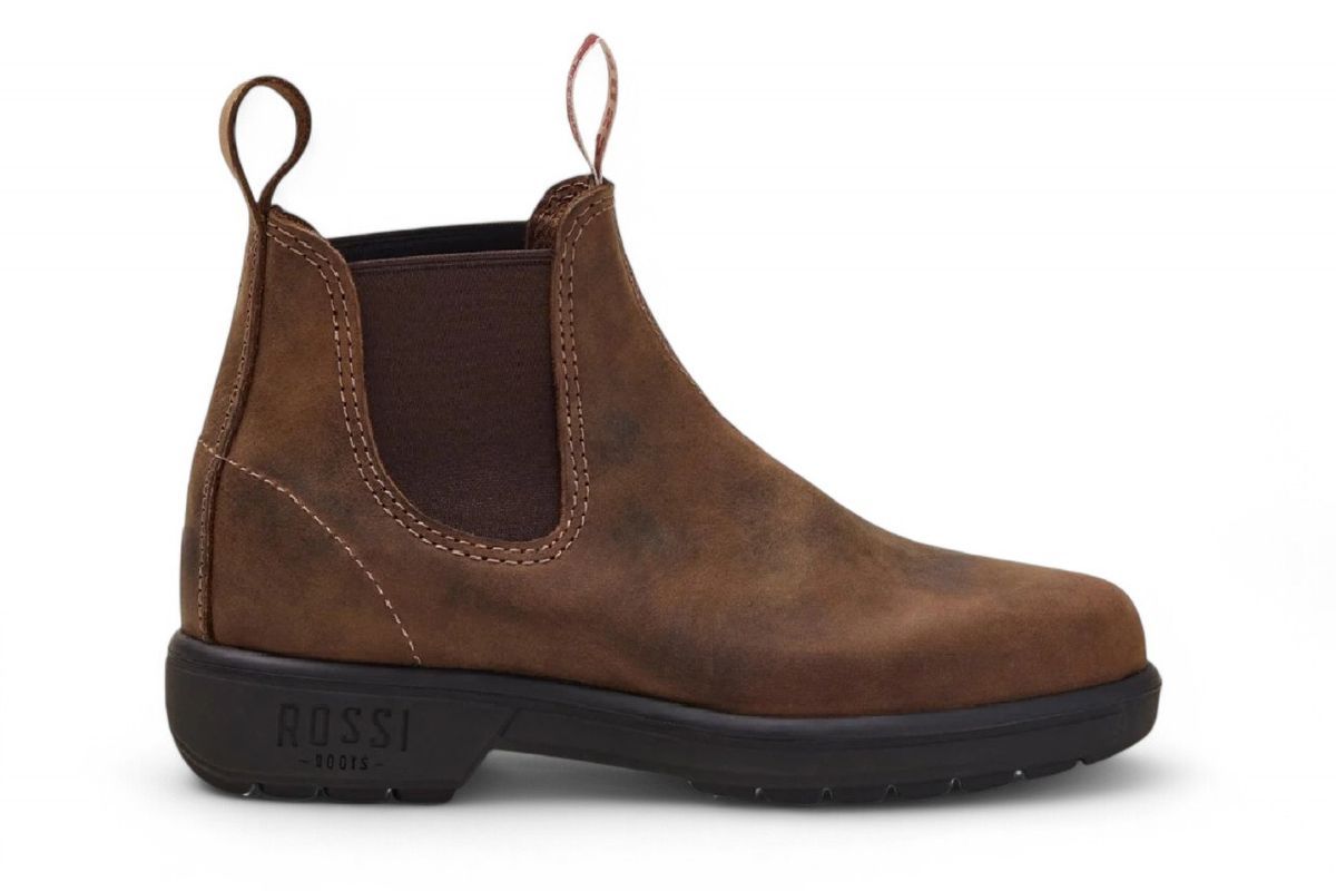 Braune Chelsea Arbeitsstiefel aus Leder