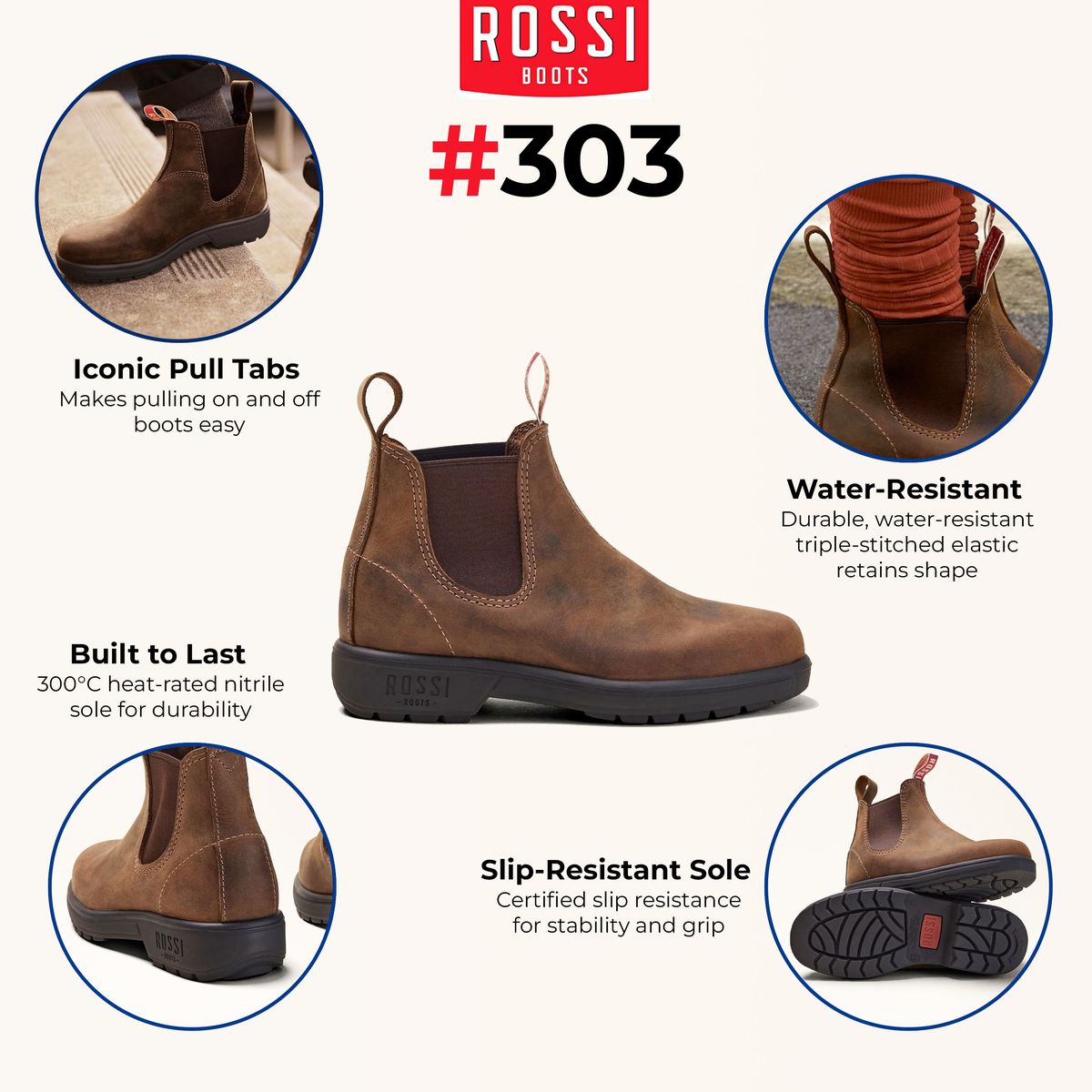 Strapazierfähige Chelsea-Arbeitsstiefel aus Leder