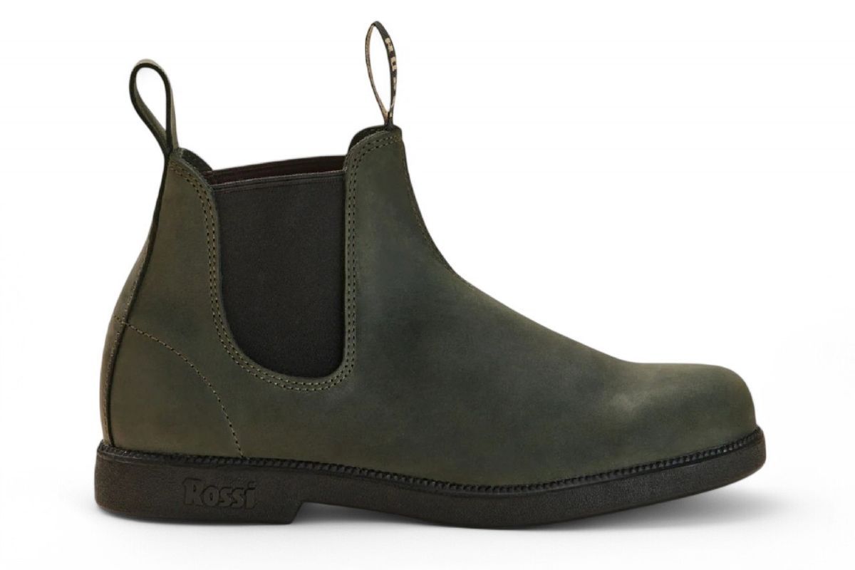 Moosgrüne Chelsea-Stiefel aus Leder