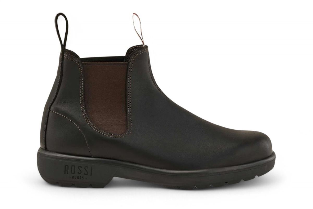 Brauner Chelsea-Stiefel aus Leder im Arbeitsstil