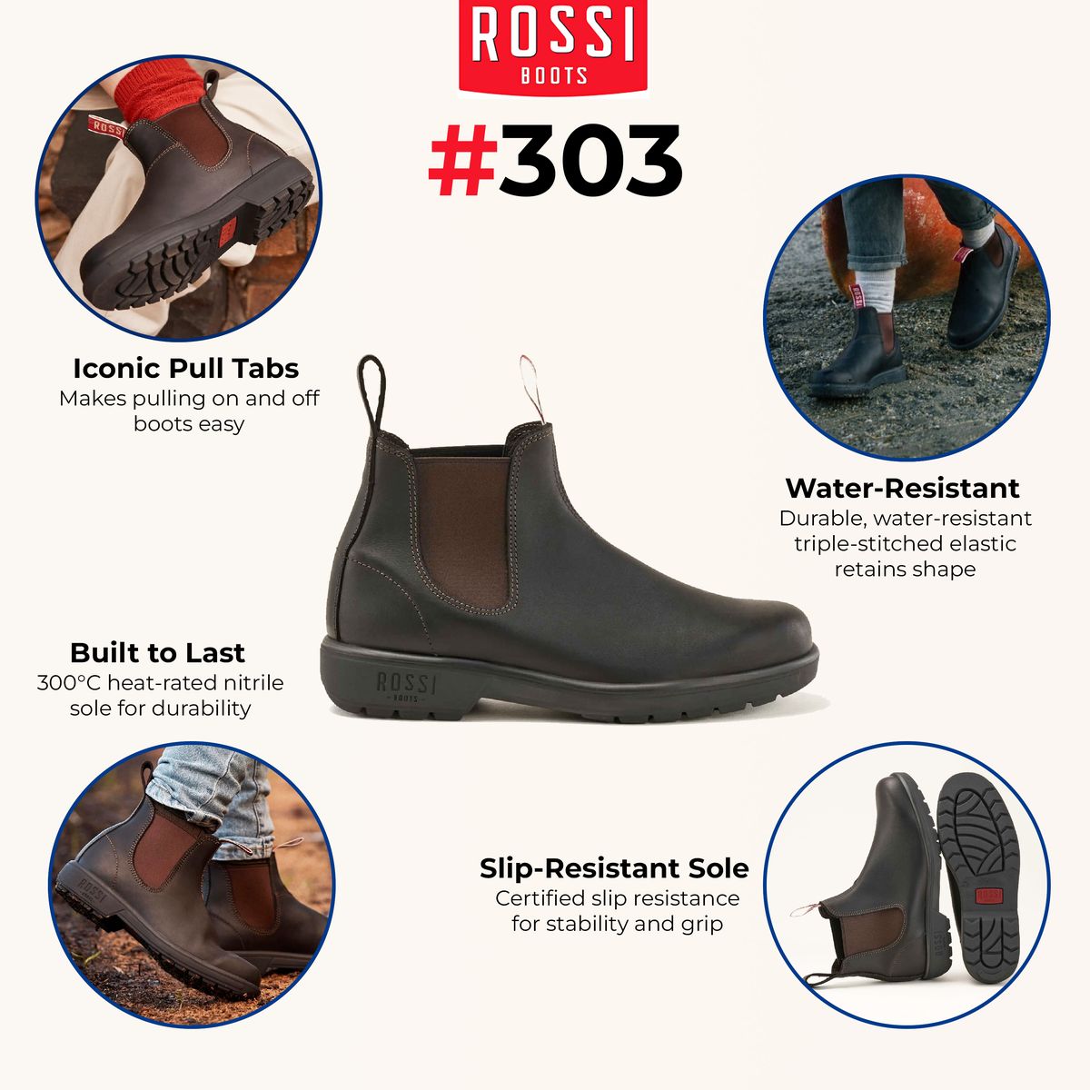 Strapazierfähige Chelsea-Boots aus Vollnarbenleder