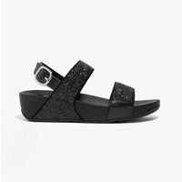LULU GLITTER Damen Sandalen mit Rückenriemen Schwarz Glitzer