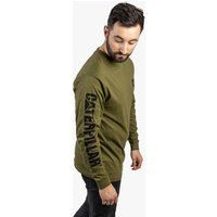 CAT MARKEN BANNER Herren Baumwoll Langarm-T-Shirt Grün