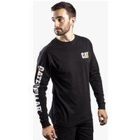 CAT MARKENBANNER Herren Baumwoll Langarm-T-Shirt Schwarz