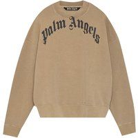 Beiges Baumwoll-Sweatshirt mit Logo-Print