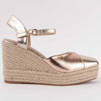 Goldfarbene metallische Espadrille-Sandalen