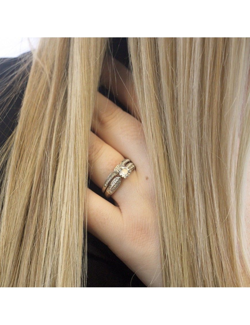 Elegantes Kristall-Solitär-Ring-Set