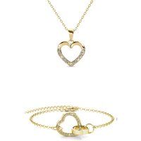 Halsketten- und Armbandset mit Herzanhänger