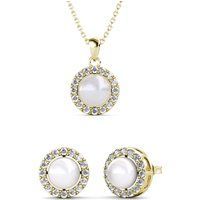 Perlen-Halo-Anhänger und Ohrring-Set