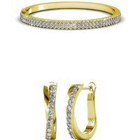 Elegantes, vergoldetes Kristallarmband-Set