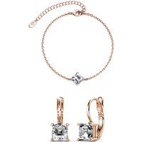 Kristall-Quadrat-Armband und Ohrring-Set