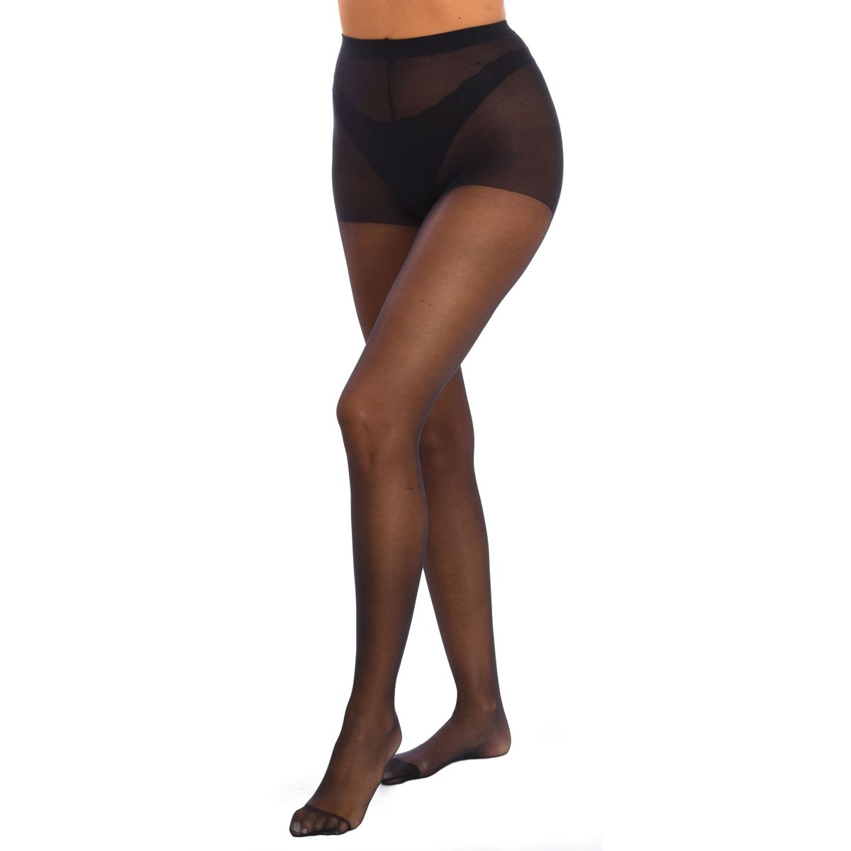 Transparente schwarze Strumpfhose mit Formeffekt