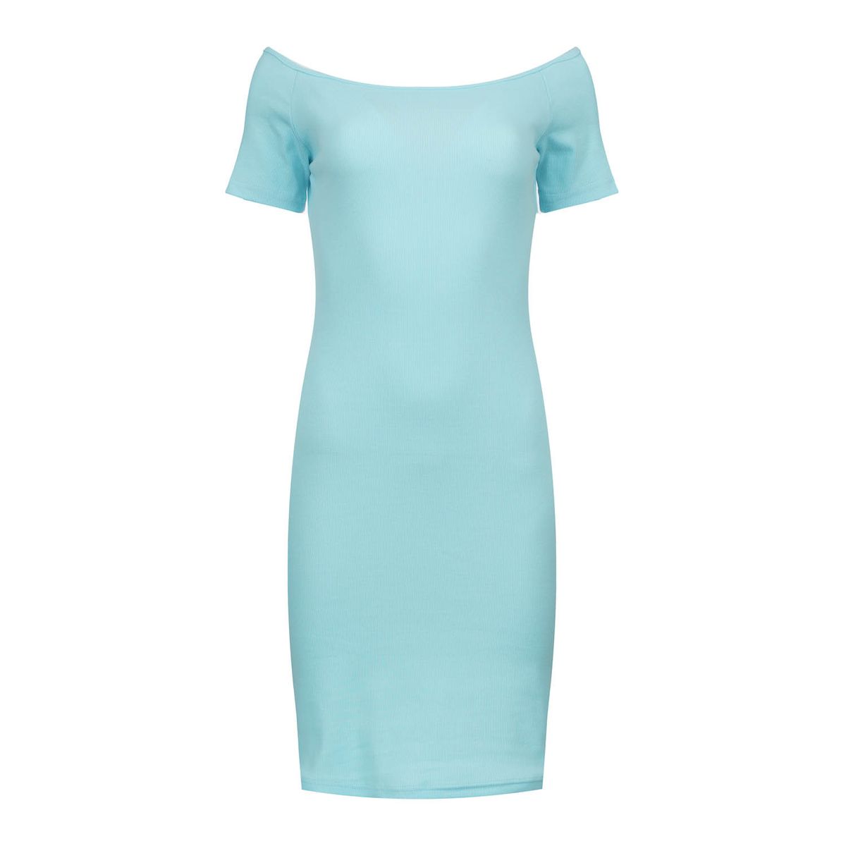 Schulterfreies geripptes Mini-Bodycon-Kleid