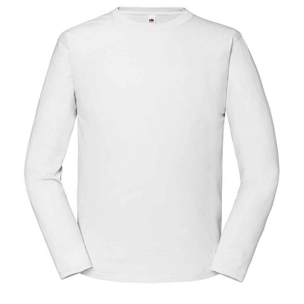 Fruit of the Loom - "Iconic 195 Premium" T-Shirt für Herren/Damen Unisex Langärmlig (Weiß)