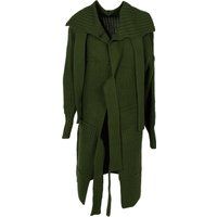 Olivgrüne Strickjacke mit offener Vorderseite