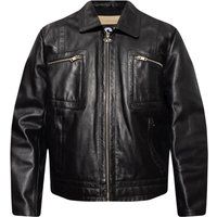 Schwarze Lederjacke mit Taschen