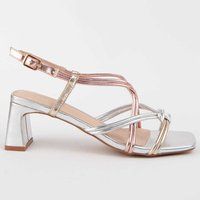 Metallische Riemchensandalen mit Absatz