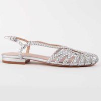 Flache Slingback-Sandalen mit Flechtmuster